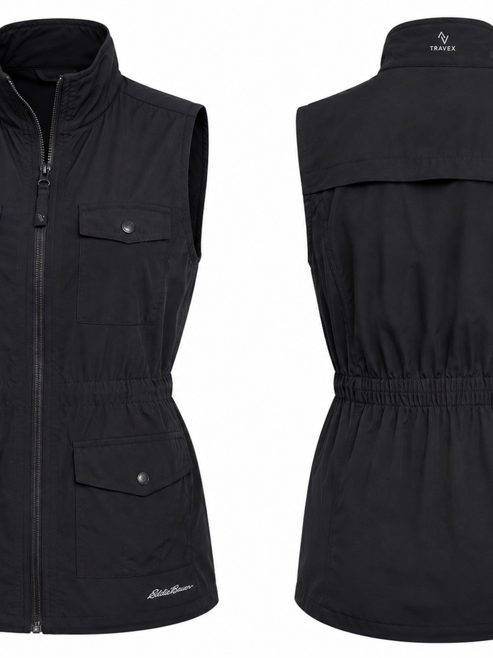 Eddie Bauer Travex Black Utility Travel Vest Women’s XL